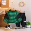 0-5-year-old Children's Long Sleeved 2-piece Set, Boys' Striped Hoodie+casual Pants Set, High-quality Clothes for Children