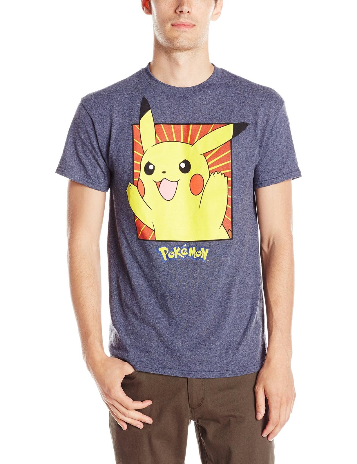 Pokemon Adult New T-shirt Beaming Picachu Box Pic M