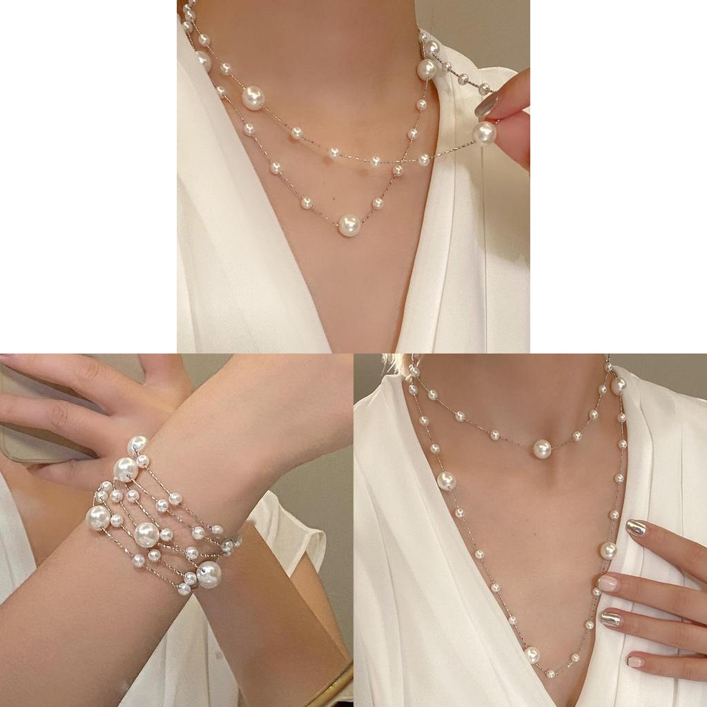 Elegant French Vintage Pearl Choker Necklace With Geometric Design For Women