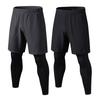 Erkekler Sahte Iki Parçalı Spor Pantolon Spor Jogger Eğitim Hızlı Kuru Sıska Şort Pantolon Spor Salonu Kısa Egzersiz Tayt Tayt Eğitim Joggers