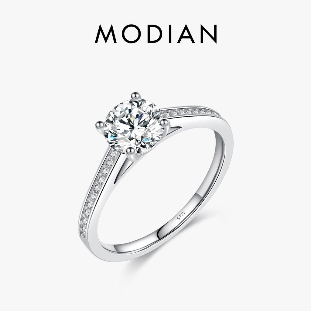 Modian D Kleur Lab Diamant 1ct Moissanite Ring Voor Vrouwen 925 Sterling Zilver Klassieke Bruiloft Verlovingsband Sieraden Geschenken