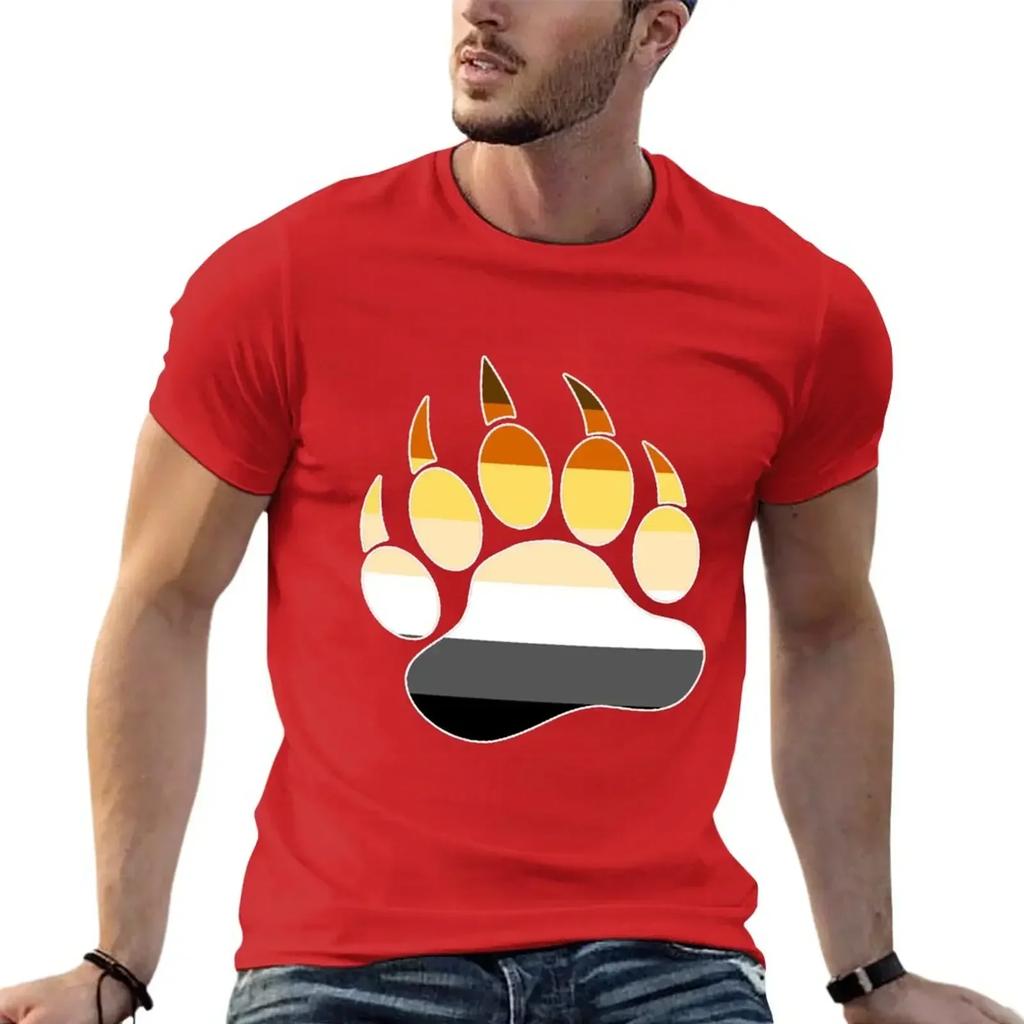 New Arrival Summer Vintage Fashion Style Vintage Funnys Sweat Oversized T Shirts for Men Gay Bears Pride Flag Bear Paw T-Shirt