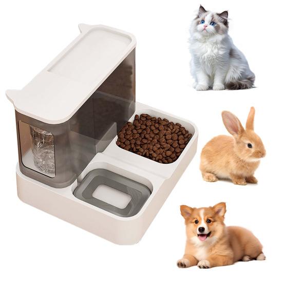 Automatic Cat Feeder And Water Dispenser 2-in-1 Detachable Food Feeder And Water Fountain for Indoor Small Dogs Cats