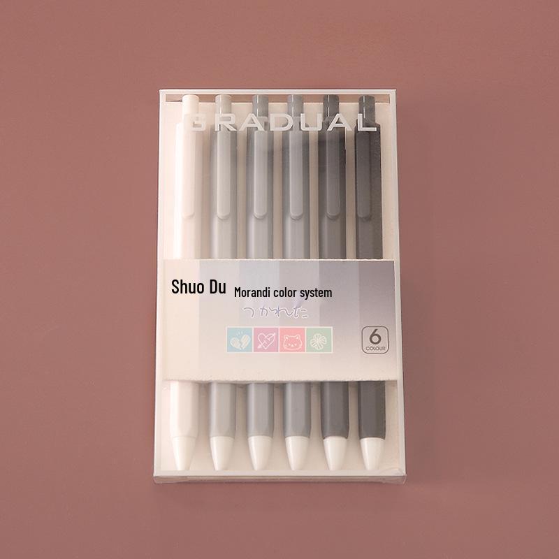 Morandi Color Quick-Dry Ballpoint Pen Set - High-Value Student Neutral Pen in Black