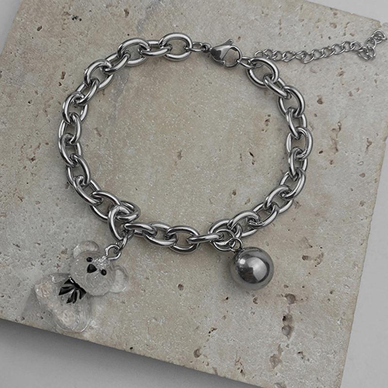 Alloy Transparent Bear Pendant Hollow Bracelet For Women Three Dimensional Bear Bracelet Girls Bracelet Jewelry Gifts