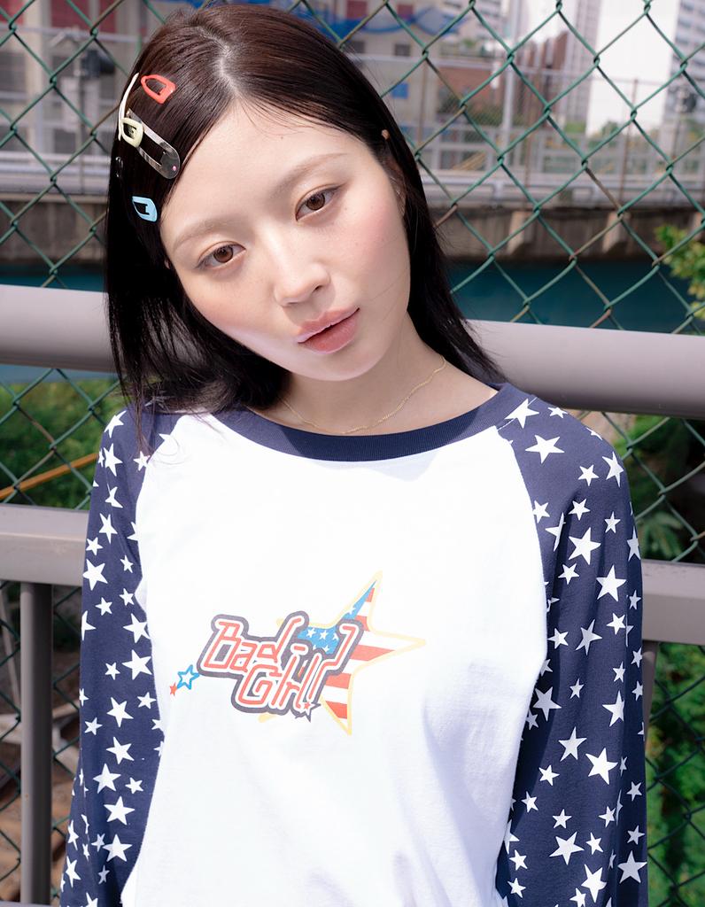 Jwijwiyu Bad Girl Star Raglan Long Sleeve