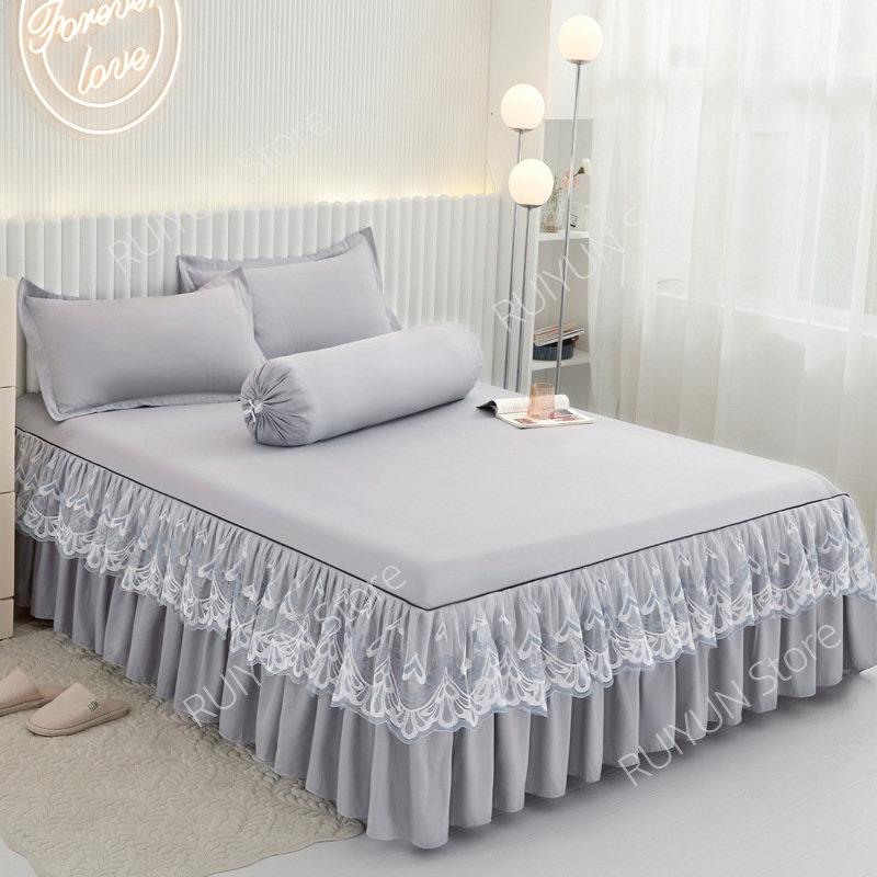 New Princess Bed Skirt Mattress Protector Bedsheet Ruffled Lace Bed Skirt Bedding Bed Cover Bedspread Non-slip Mattress Cover