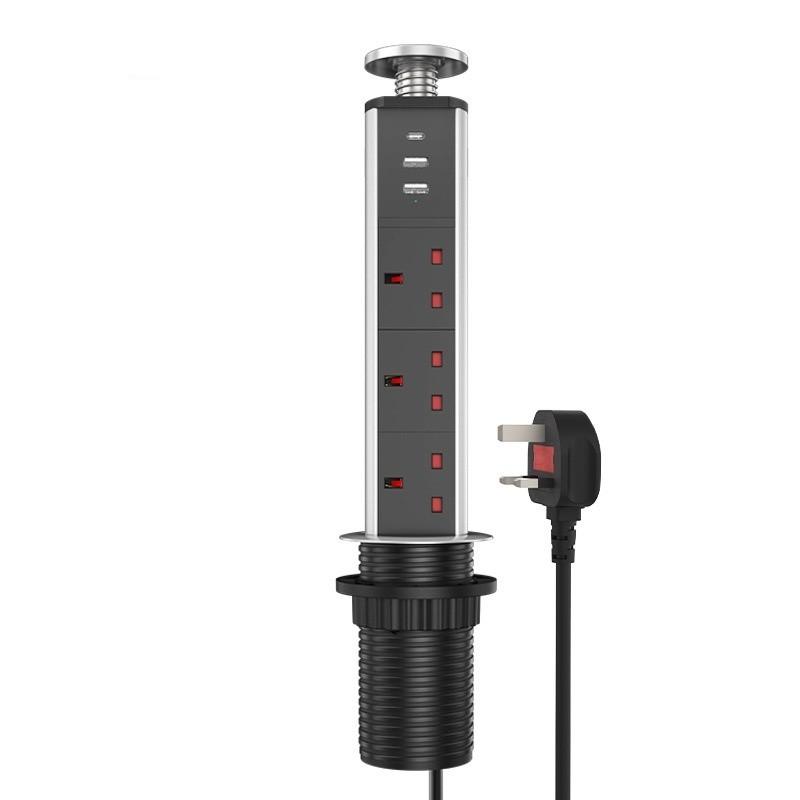 Multi Functional Concealed Electrical Plug Office Desktop Pop up Power Socket Intelligent Lifting Invisible USB Socket