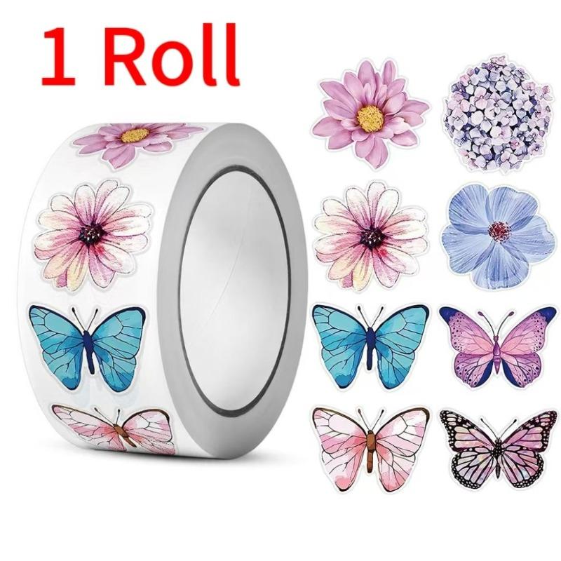 

500pc/Roll Colorful Butterfly Flower Sticker Colorful Butterfly Decals Cute Stickers Party Decoration Scrapbook Stationery Gifts