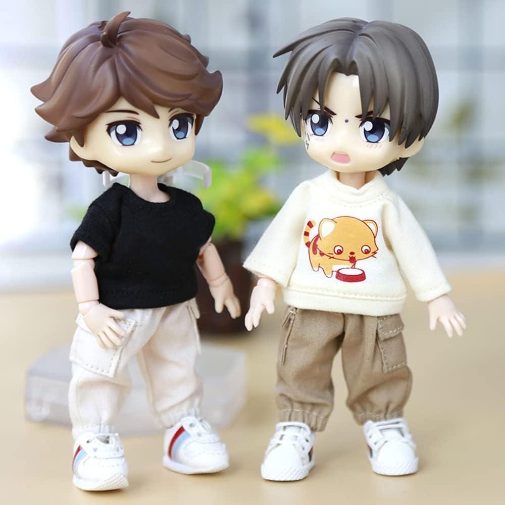 Ish Obitsu 11 Ob11 Size Outfit Obitsu Doll 11cm Body Cargo Pants Work Wear Trousers  Loose  5 Colors  Ivory+black   Ivory+black