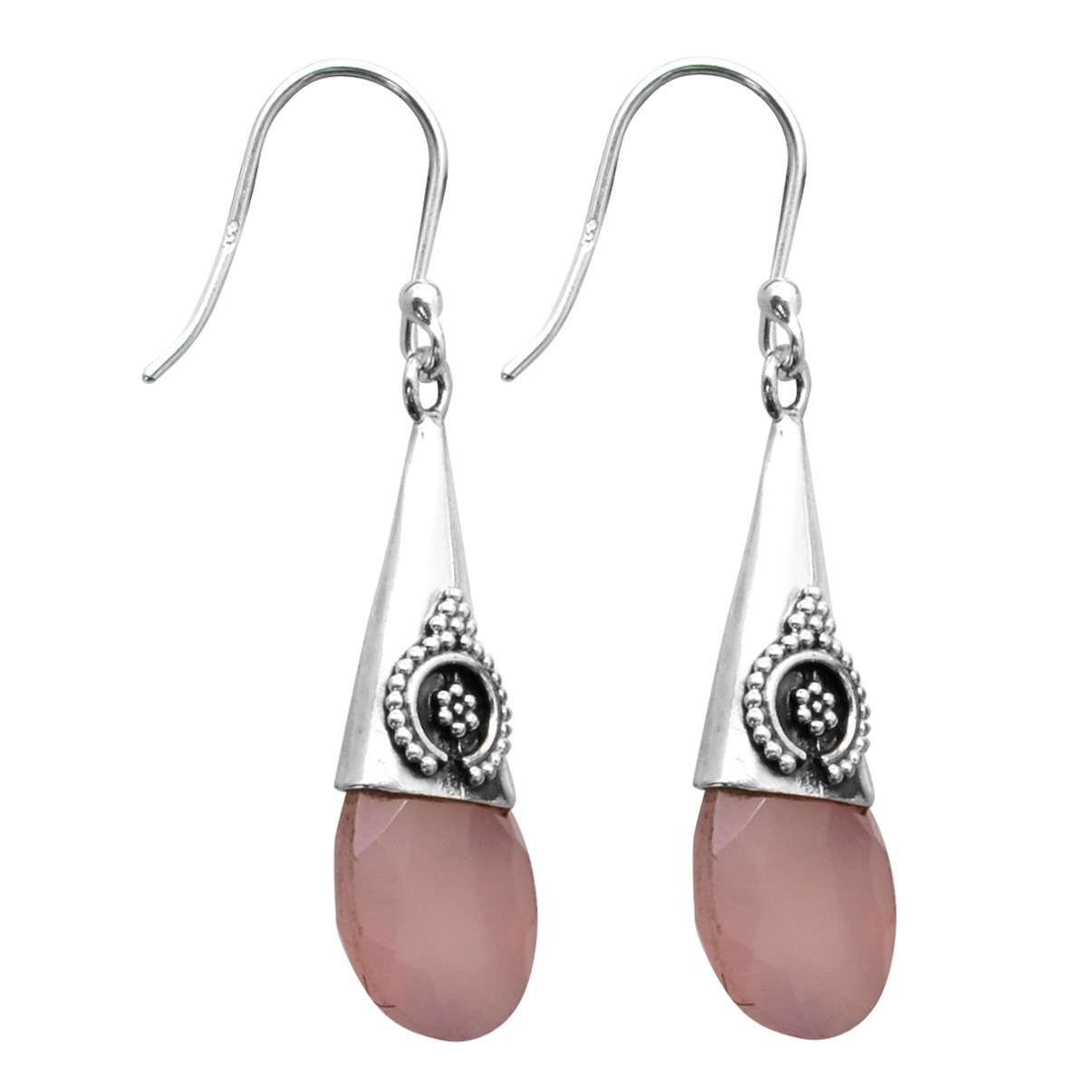 

Rose Quartz Gemstone Earrings Solid 925 Sterling Silver Handmade Earrings Jewelry Gift For Women And Girls E-3175