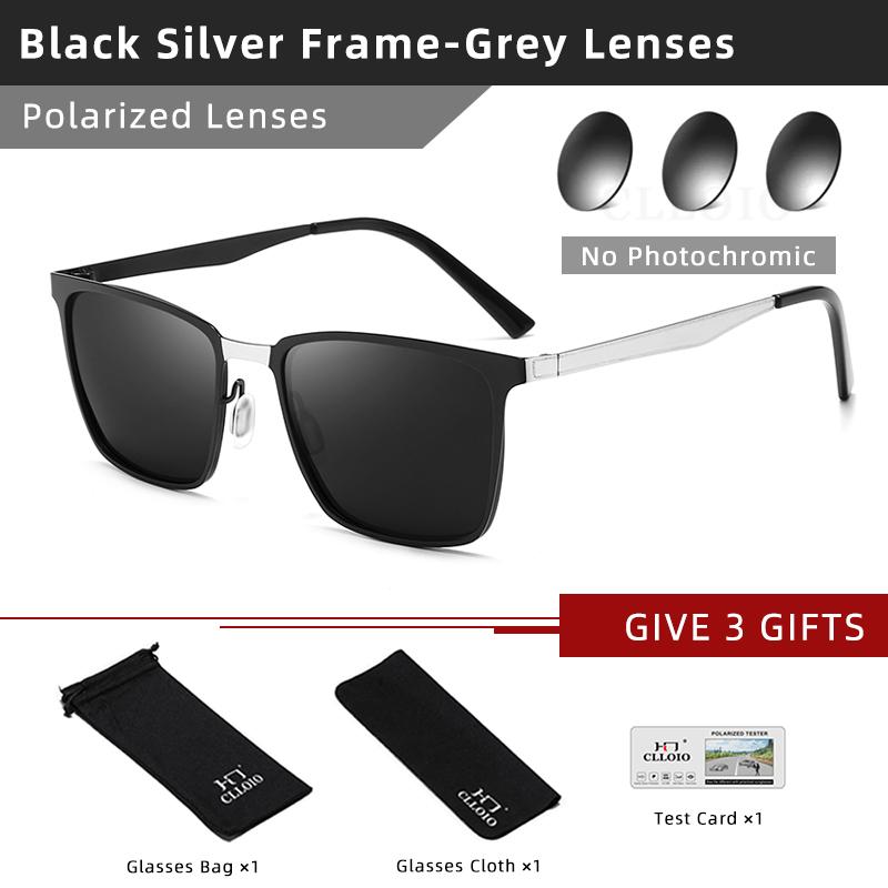 CLLOIO Quadratische photochrome polarisierte Sonnenbrille für Männer und Frauen, Mode, Reisen, Autofahren, blendfreie Sonnenbrille, männlich, Oculos de Sol