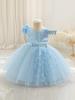 Princess Butterfly Appliqué Mesh Dress for Children - Birthday & Party Costume