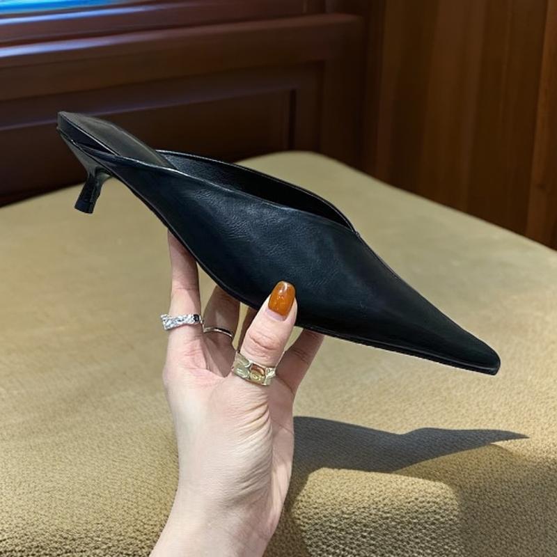 2025 New style women's shoes fashion women design luxury French style Baotou pointy female slippers elegant retro female loafers