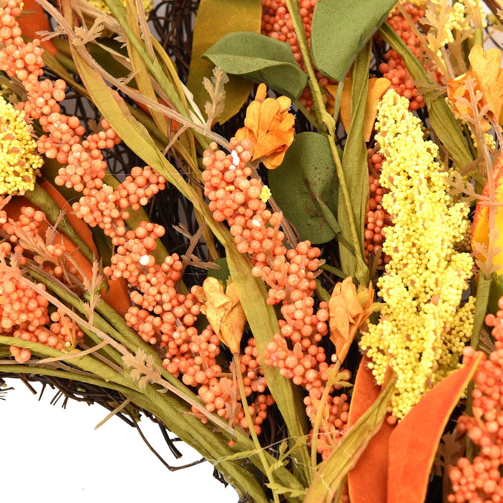 Decorative Wreath Outside Home Front Door Hanging Artificial Garland Thanksgiving Decoration 24in 62cm OD