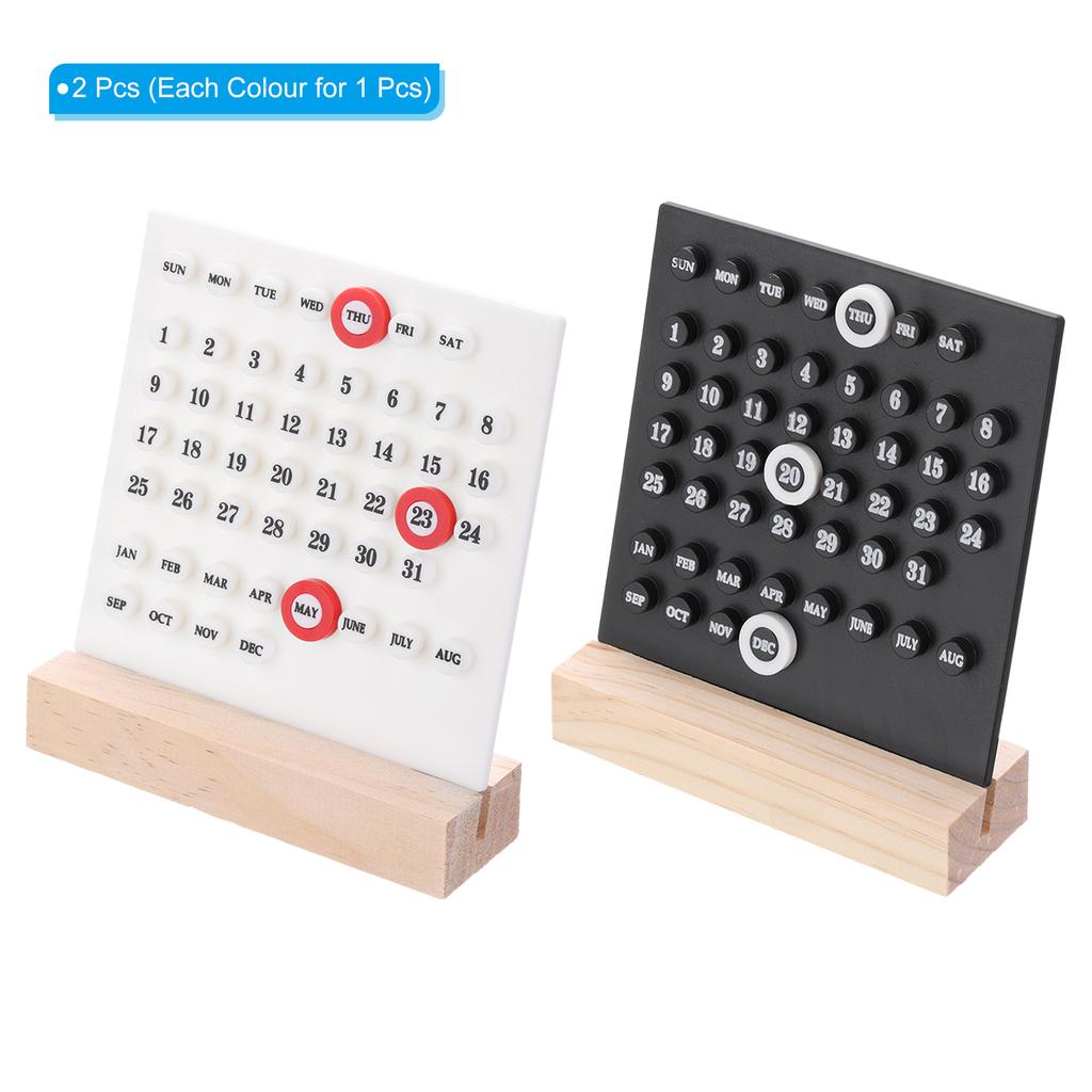 Wood Perpetual Calendar Acrylic Wooden Base Handmade DIY Calendar Stand Office Home Decoration Desktop Month Week Date Display