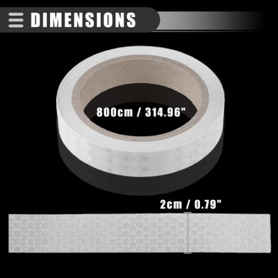 Universal Reflective Tape 2cmx8m Durable Weather Resistant PVC Silver Tone