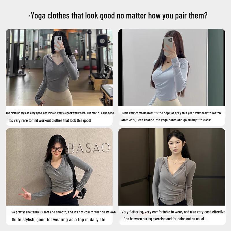 Women's V-Neck Hooded Long Sleeve Yoga & Training Top