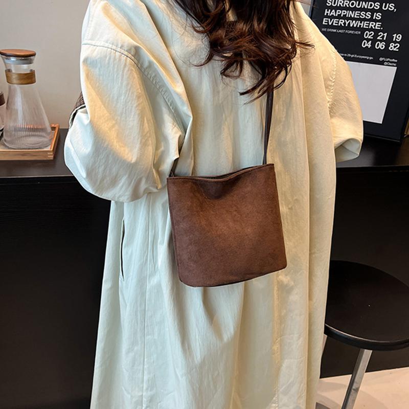 Retro Suede Hasp Sweet Shoulder Bags Sewing Thread Concise Women's Handbags High Quality Versatile Small Square Bag