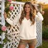 Women's Color V-Neck Long Sleeve Knit Top, Lightweight Casual Stretch Sweater for Spring Fall, Fashion Everyday Wear Top