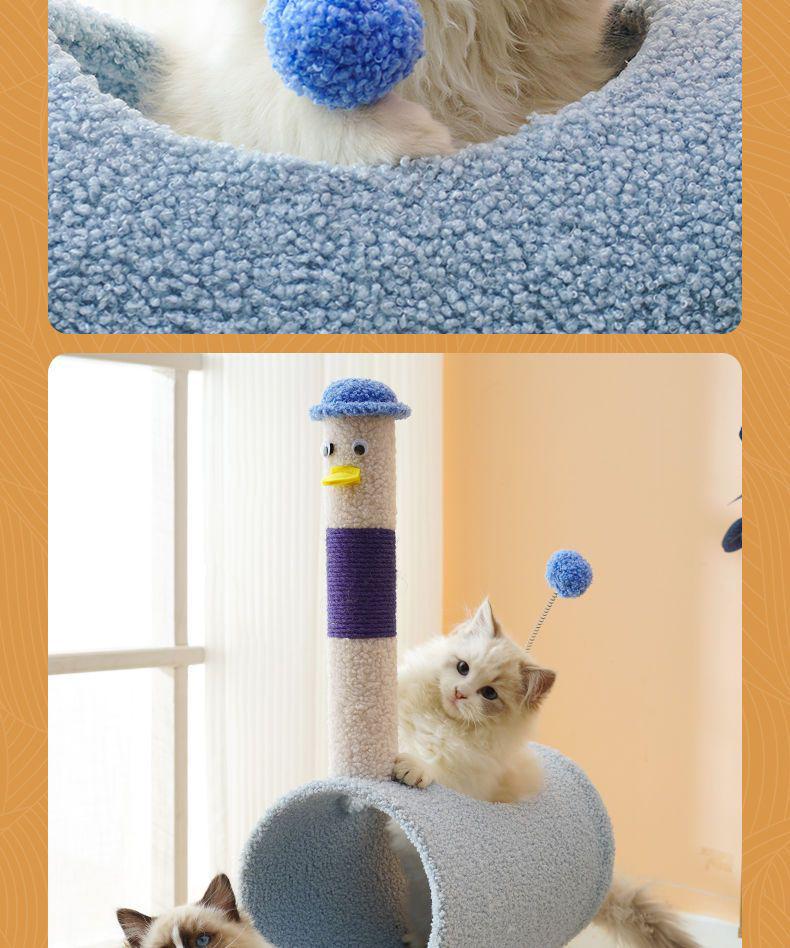 Space-Saving Cat Tree with Bed & Scratching Post for Small Apartments