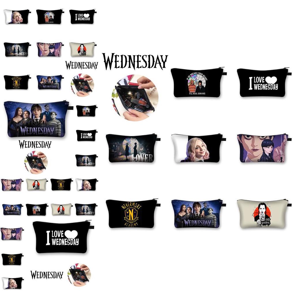 Wednesday The Adams Family Zipper Hand Bag Large Capacity Cosmetic Storage Bag