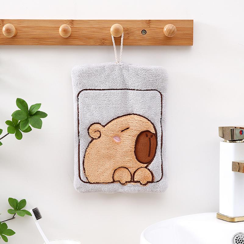 

Новое кухонное полотенце для рук Капибара, бытовое подвесное, из мягкого кораллового флиса, с высокой впитываемостью воды, не линяет, полотенце для ванной 19*24cm светло-серый