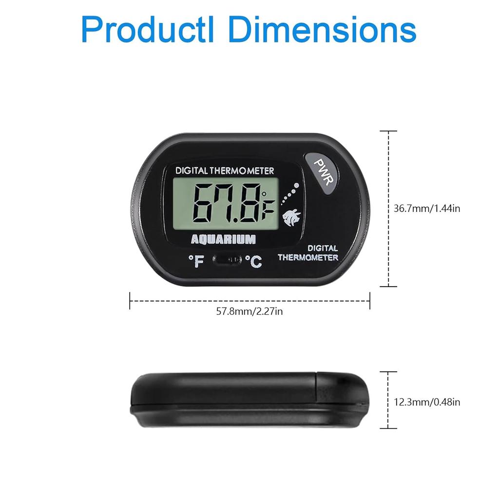 Aquarium Thermometer LCD Digital Fish Tank Thermometer with Water-Resistant Sensor Probe and Suction Cup for Turtle Incubators Terrarium Water
