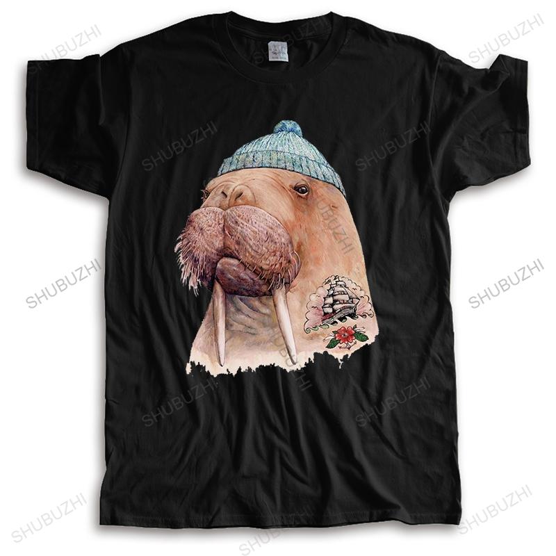 

Unisexs luxury cotton T shirt Tattooed Walrus T-shirt, Unisexs Tshirt, Walrus TeeBC summer fashion t-shirt Unisex tops euro size boys Unisex T-shirt
