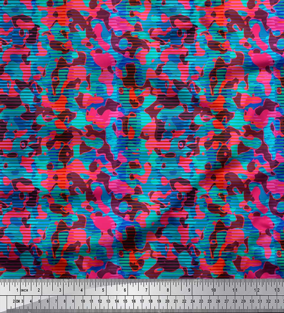 

Японська креп-атласна тканина Soimoi Blue у смужку та леопардову шкуру тварин Тканина на метри 42 дюйма 42 Inch Wide - Poly Crepe синій