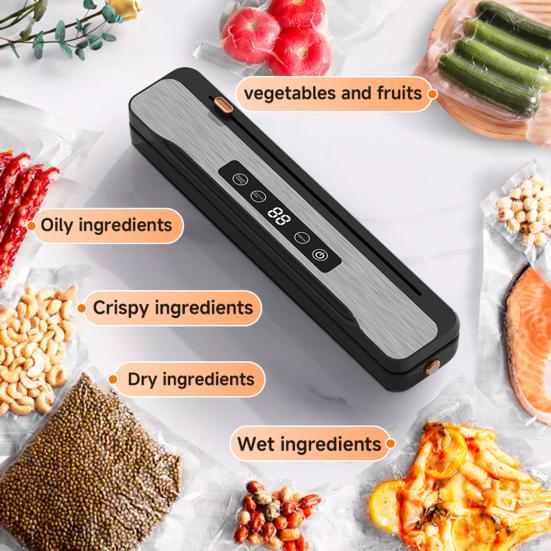 Wireless Vacuum Sealer Strong Suction Digital Display Rechargeable Compact Portable Vacuum Sealing Machine with 10 Vacuum Bags