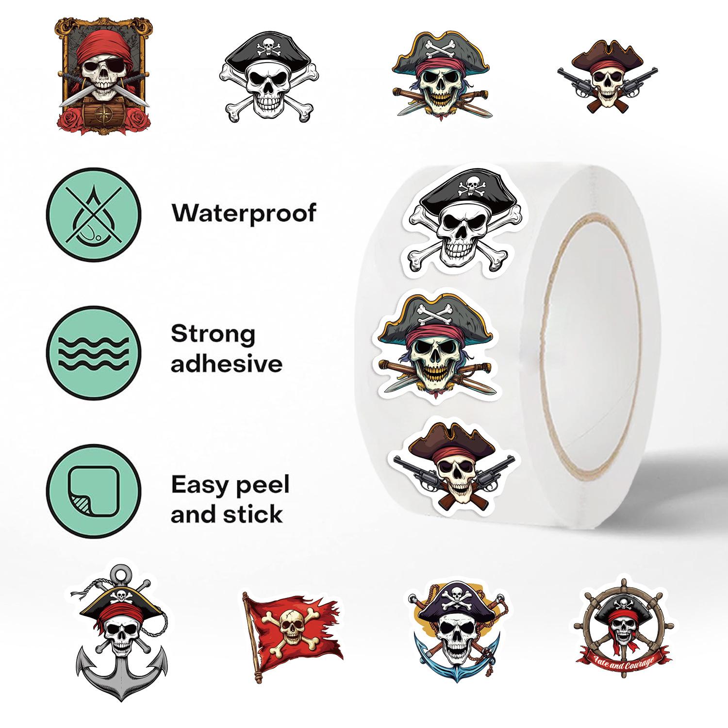 

500 штук/рулон Наклейка в рулоне Наклейка Новый продукт Мультяшный Пират Креативный Материал для блокнота Самоклеящаяся Печать