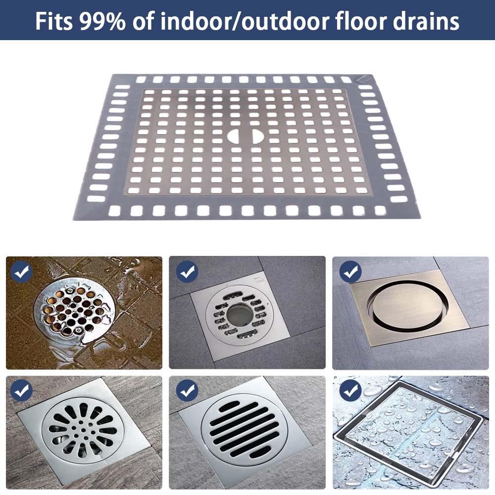 Square Bathtub Drain Cover Stainless Steel Anti-blocking Strainer Shower Drain Strainers  Bathroom