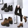 Autumn Winter Thick Heel Women's Ankle Boots Anti-slip Ladies Casual Footwear British Style Platform Side Zipper High Heel Shoes