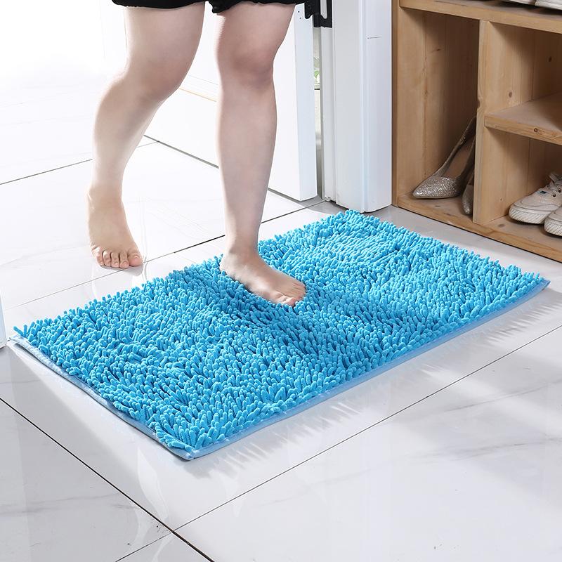 Inyahome Plush Microfiber Non Slip Soft Bathroom Rug Absorbent Machine Washable Chenille Bath Mat Quick Dry Shag Bathroom Carpet