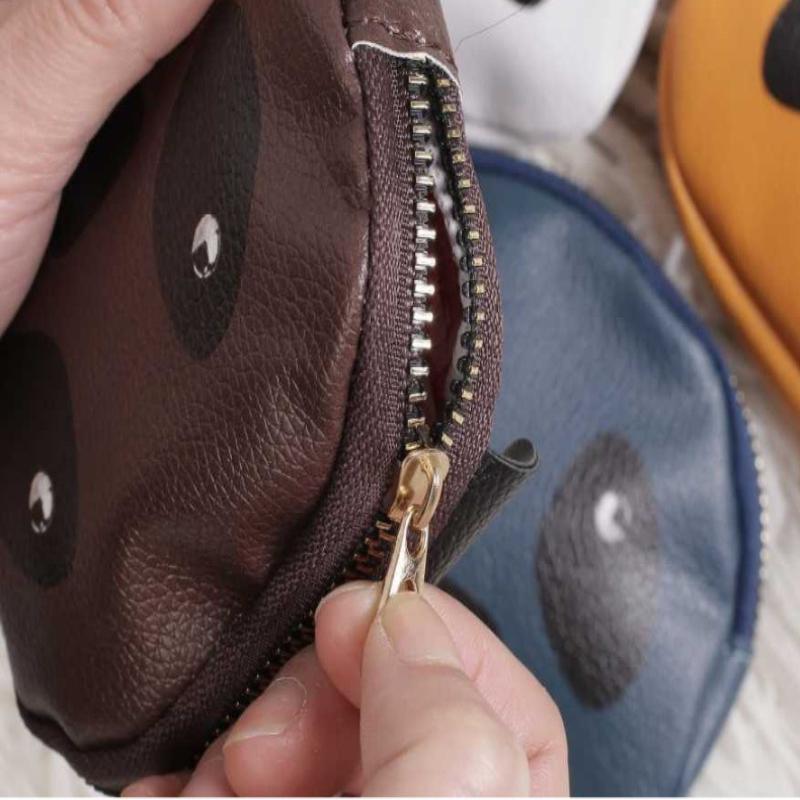 Creative Double Layer Coin Purse Panda Shape Multifunctional Key Bag Zipper Portable Small Handbag