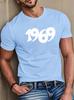 Unisex O Neck Tee Retro 1969 Number Vintage Letter Print Cotton Short Sleeve Loose Summer Breathable Daily Casual Basic Wear Top
