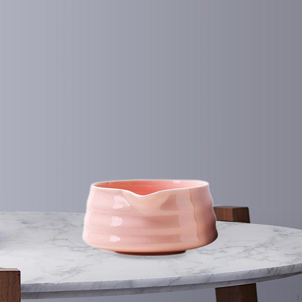 Ceramic Matcha Bowl Handcrafted Porcelain Tea with Pouring Spout for Friends Household