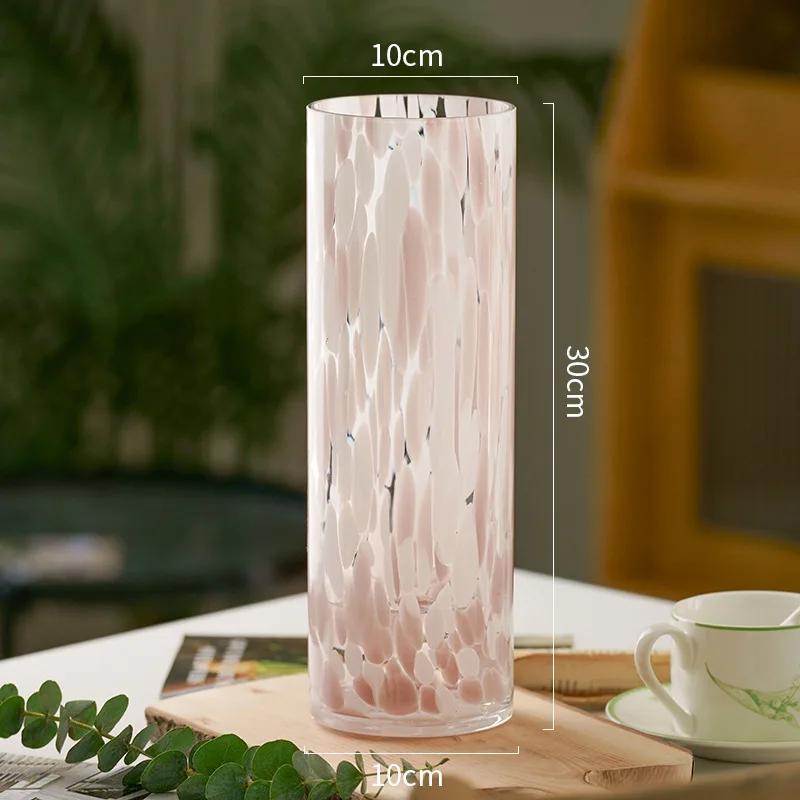 Pink Simple Glass Vase Hydroponic Household Flower Arrangement Decoration Ornament Floreros Decorativos Moderno