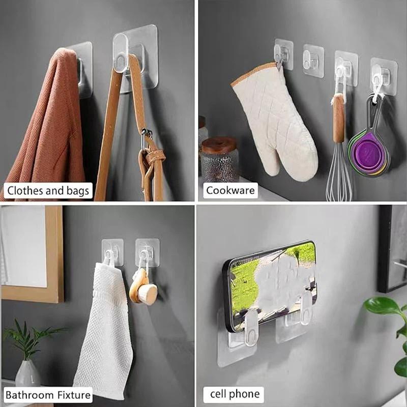 10/20Pcs Extra Large And Thick Strong Adhesive Hooks, Bathroom Towel Hooks, Door Hooks, Waterproof And Traceless Universal Hooks