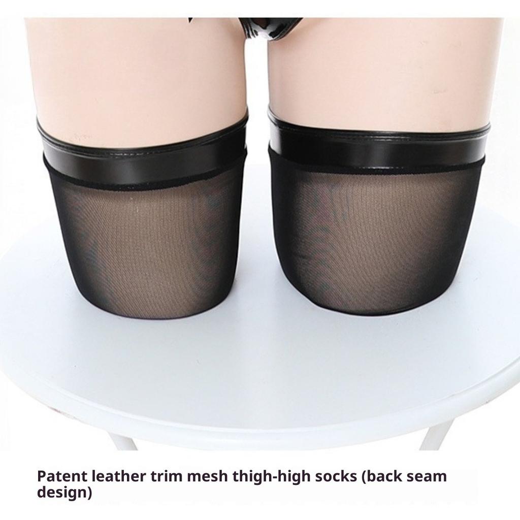 Women's Japanese Style Devilish Roleplay Costume - Patent Leather Lingerie Set for Clubwear & Cosplay