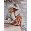 5D DIY Diamond Painting Seaside Girl Full Drill Round Diamond Embroidery Portrait Cross Stitch Mosaic Home Decor