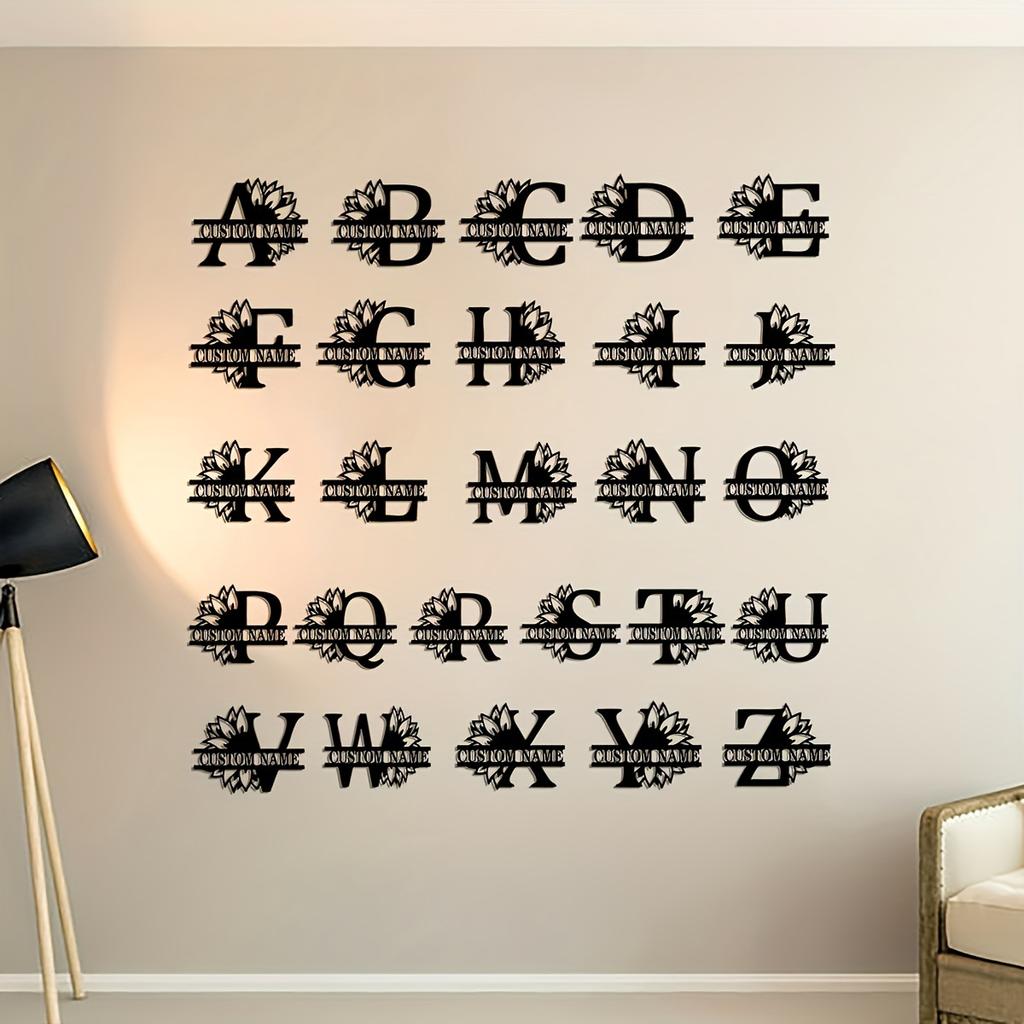 Metal Tulip Monogram Wall Art Custom Last Name Sign Housewarming Gift Personalized Metal Decor