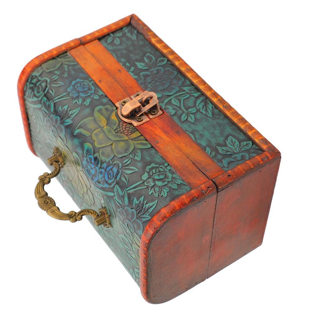 Vintage Jewelry Box Retro Flower Pattern Decorative Keepsake Box for Bracelet Hairclips Pendants