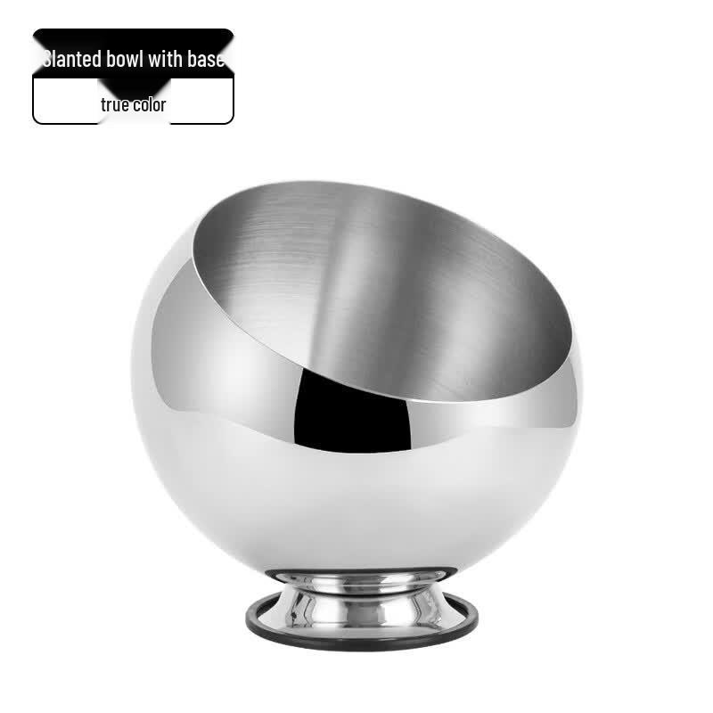 Stainless Steel Slanted Serving Bowls with Base, 18cm (2-Pack)
