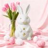 Easter Hollowed Out Rabbit Resin Candlestick, White Bunny Candle Holder, Home Decoration With Tea Light Opening