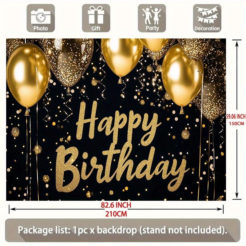 1pc Birthday Glitter Balloon Durable Hanging Banner Golden Polyester