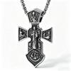 Men Vintage Eastern Orthodox Cross Pendant Necklace Stainless Steel Religious Icon Amulet Jewelry Gift