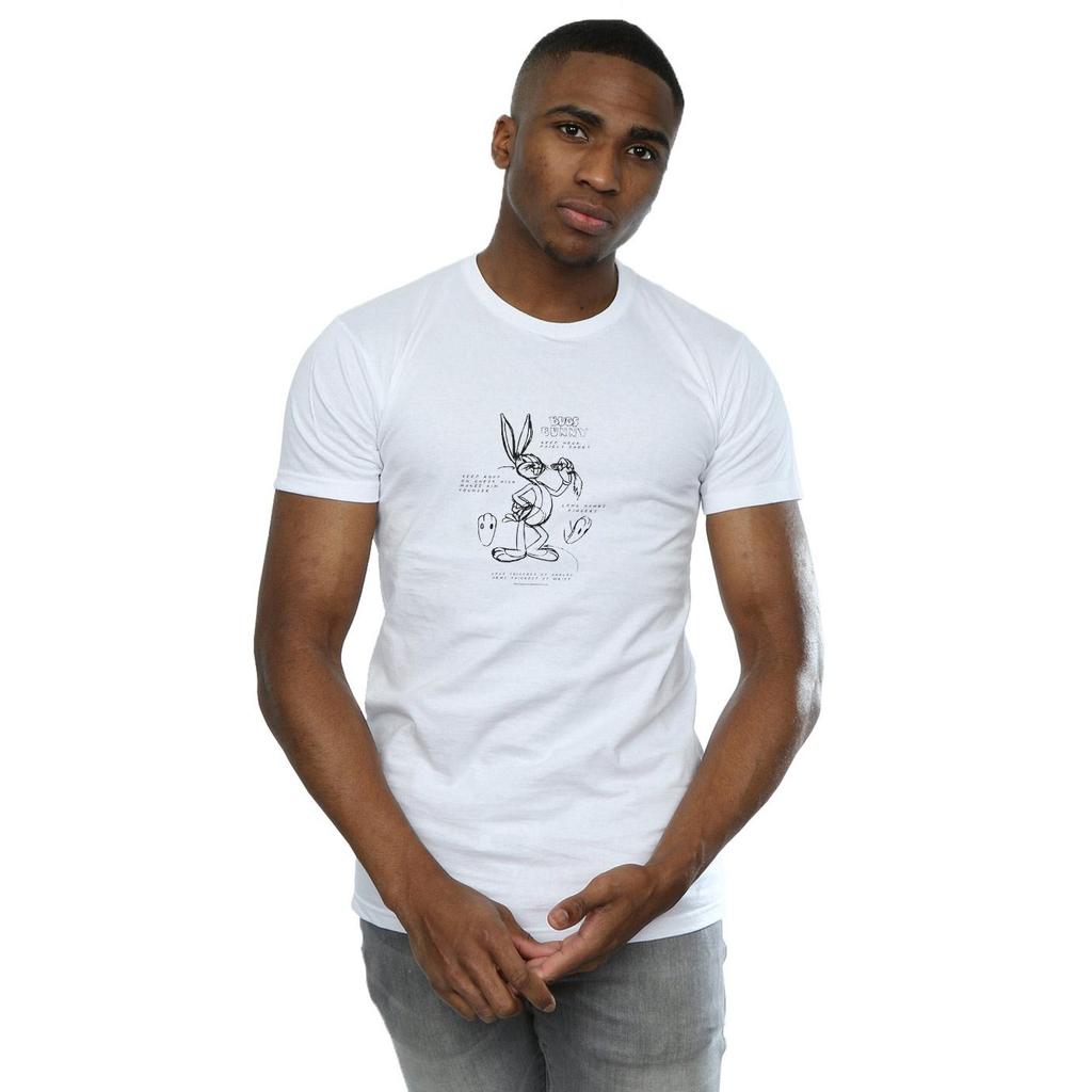 Looney Tunes Mens Bugs Bunny Drawing Instruction T-Shirt
