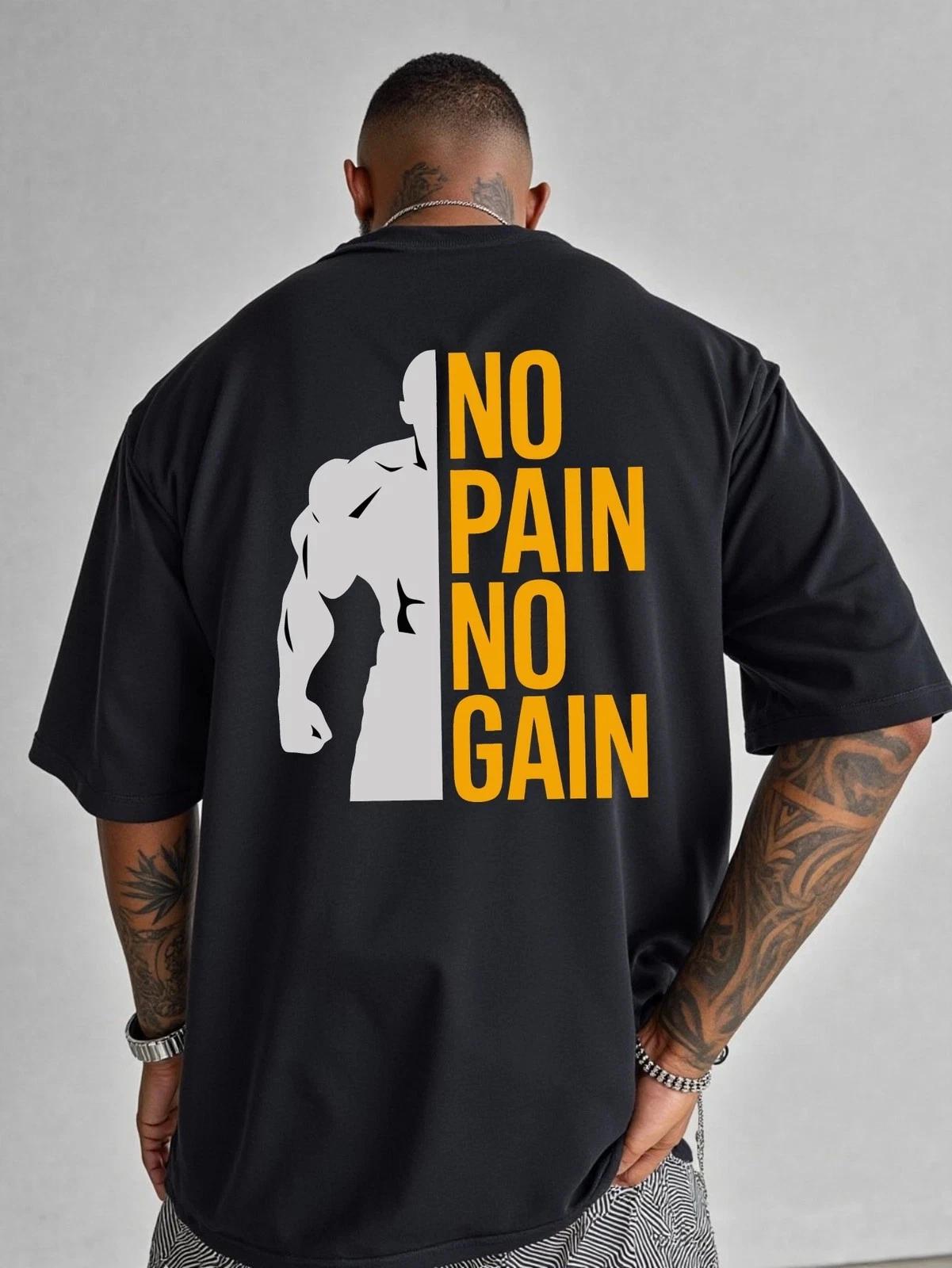 No Pain No Gain Gym Workout Graphic T-Shirt Fitness Motivation Tee Unisex S
